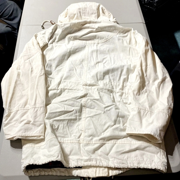 Vintage Express Men's XS Creamy White Hooded Jacket Barn Chore Fisherman Parka - Picture 2 of 6